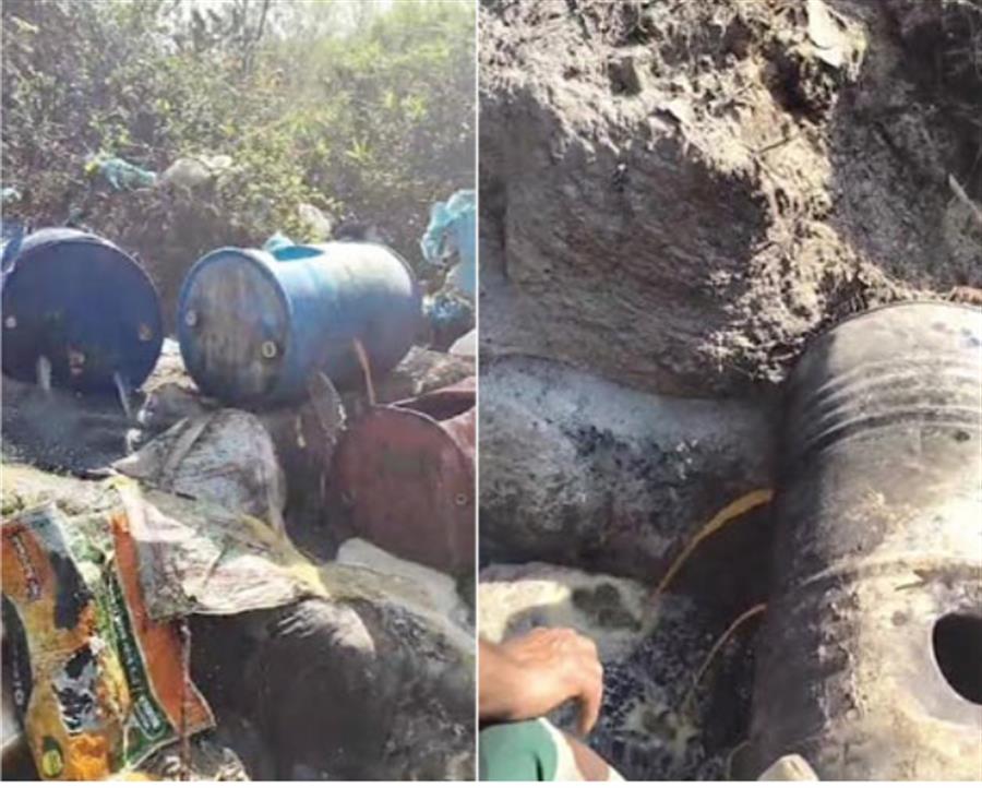 बिलासपुर पुलिस ने जंगल में छिपाई 17 ड्रम कच्‍ची शराब नष्‍ट की