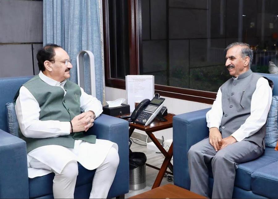 सीएम ने नड्डा से किया हिमाचल की स्वास्थ्य अधोसंरचना सुदृढ़ करने का आग्रह